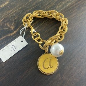 Sorority Gal Cotton Pearl Initial Bracelet